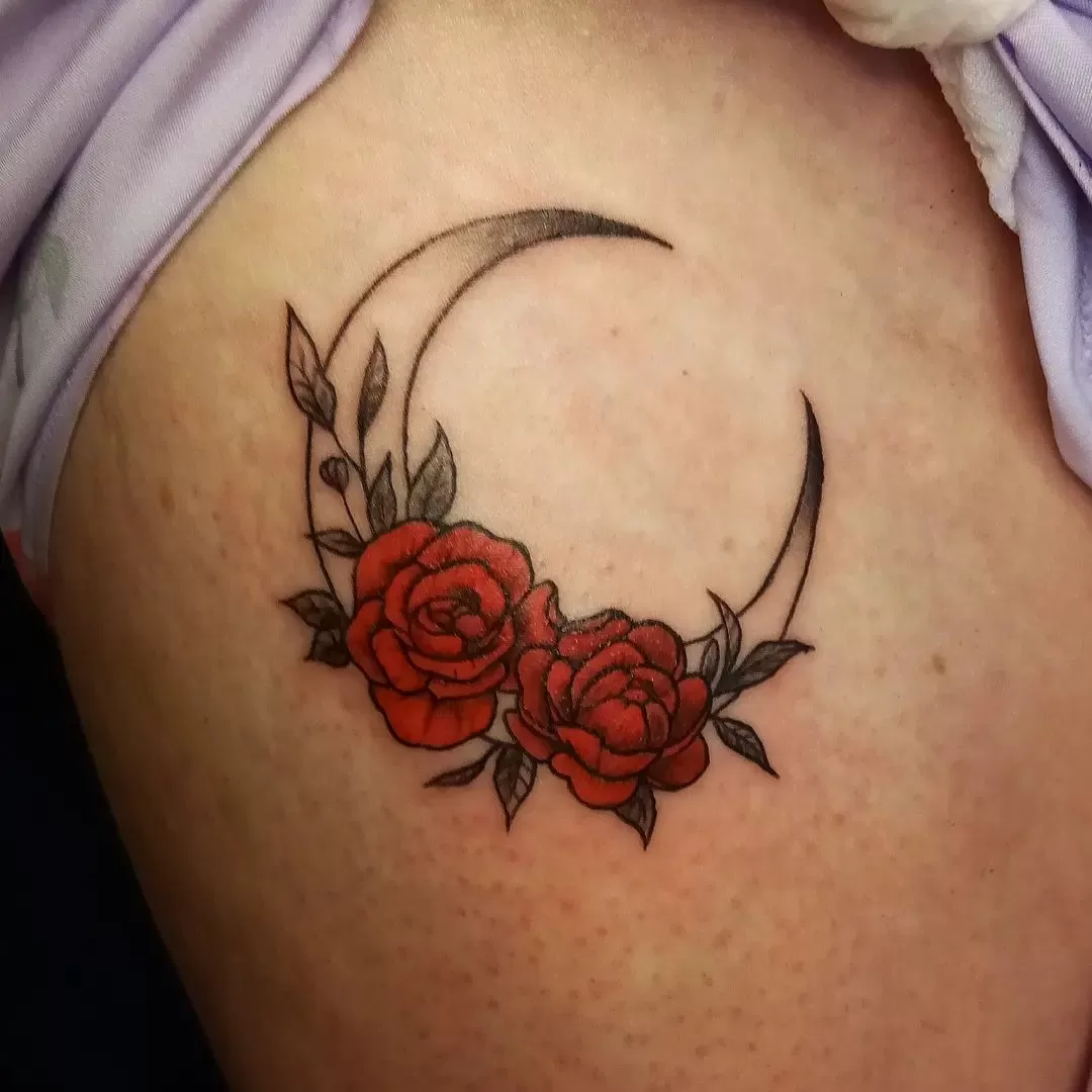 Inkwell Tattoos Brighton - Roses with fish hooks memorial piece tattooed by  Steve!