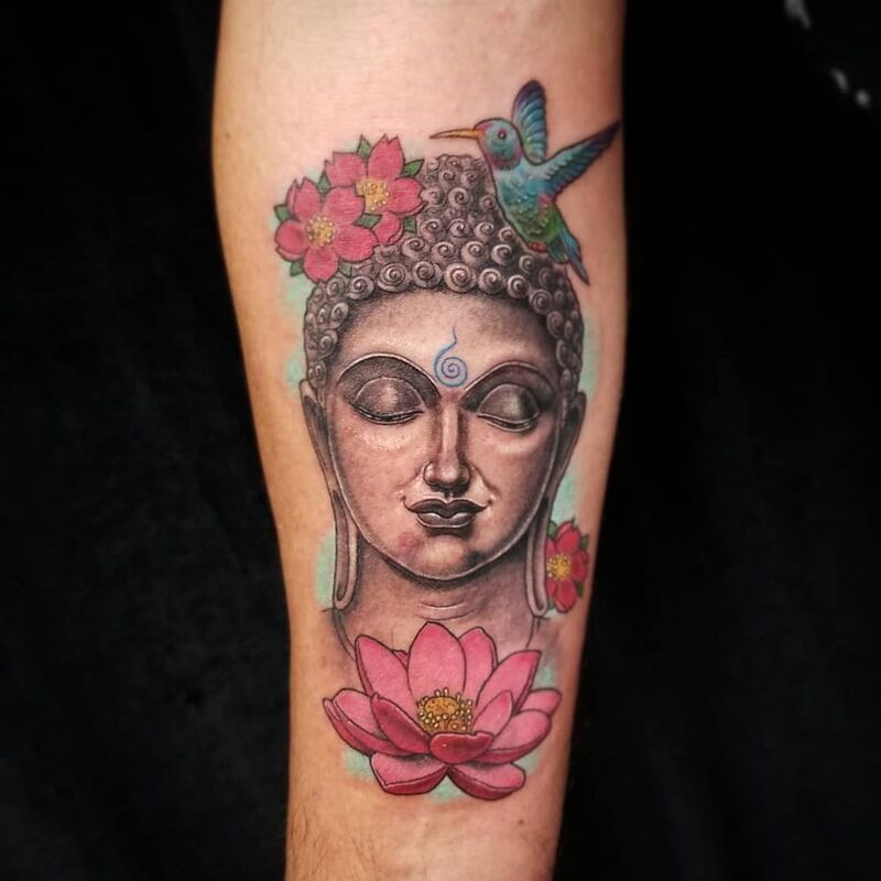 Buddha tattoo done at Overlord Tattoo Shop in Palm Coast FL